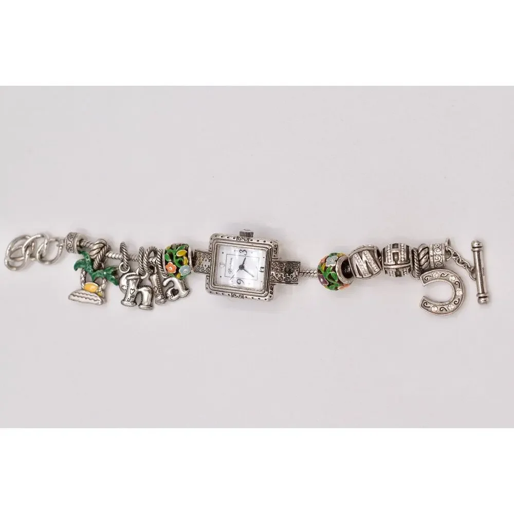 Brighton Short Hills Charm Watch Bracelet California Hawaii Travel Floral Bin2